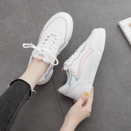 Summer and Autumn New White Women's Flat-Bottomed Running Casual Board Shoes