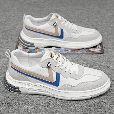 Men's Leather White Sneakers New Autumn Trend Breathable Casual Sports Shoes